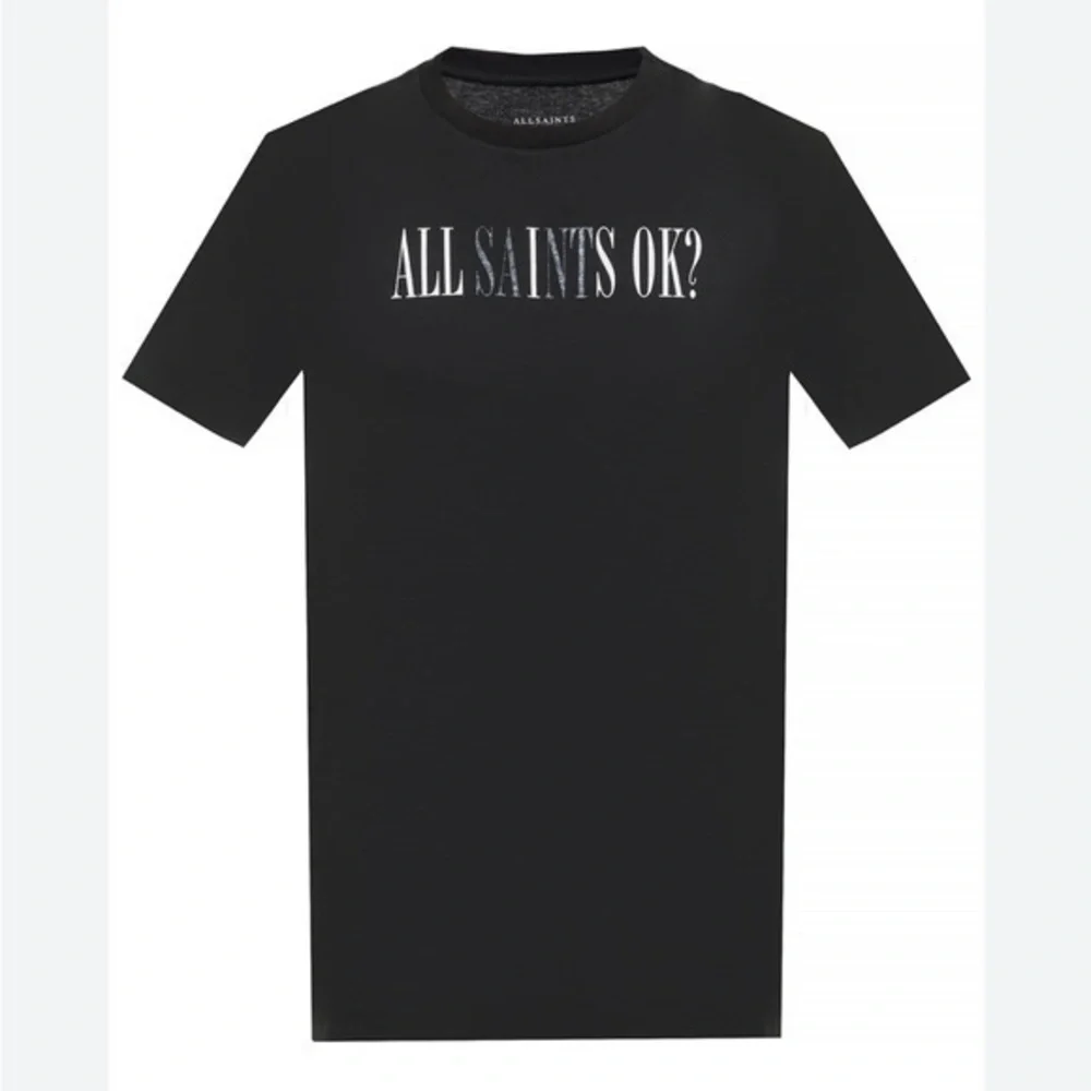 AllSaints all saints Men's unisex Black Okay Crew T-shirt size XS black white - Picture 1 of 7